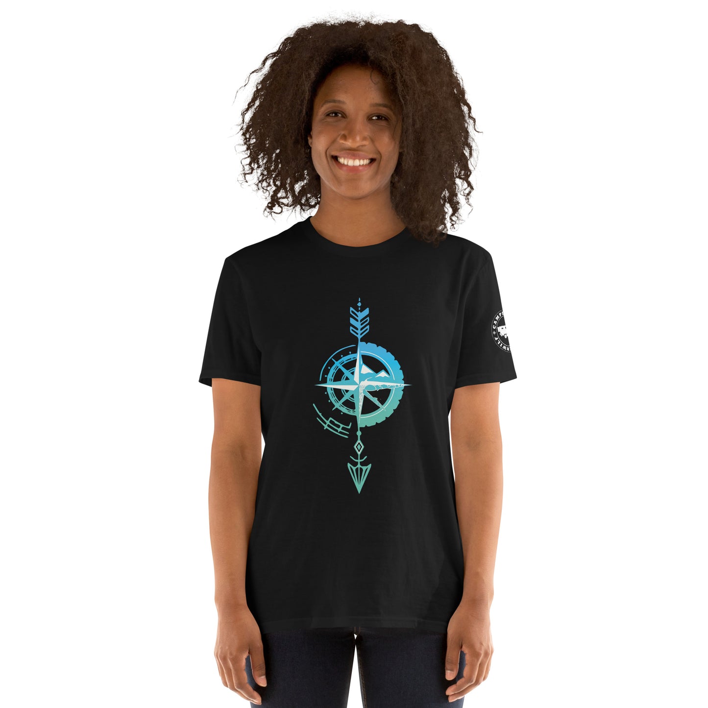 Camiseta Negra unisex Flecha Azul