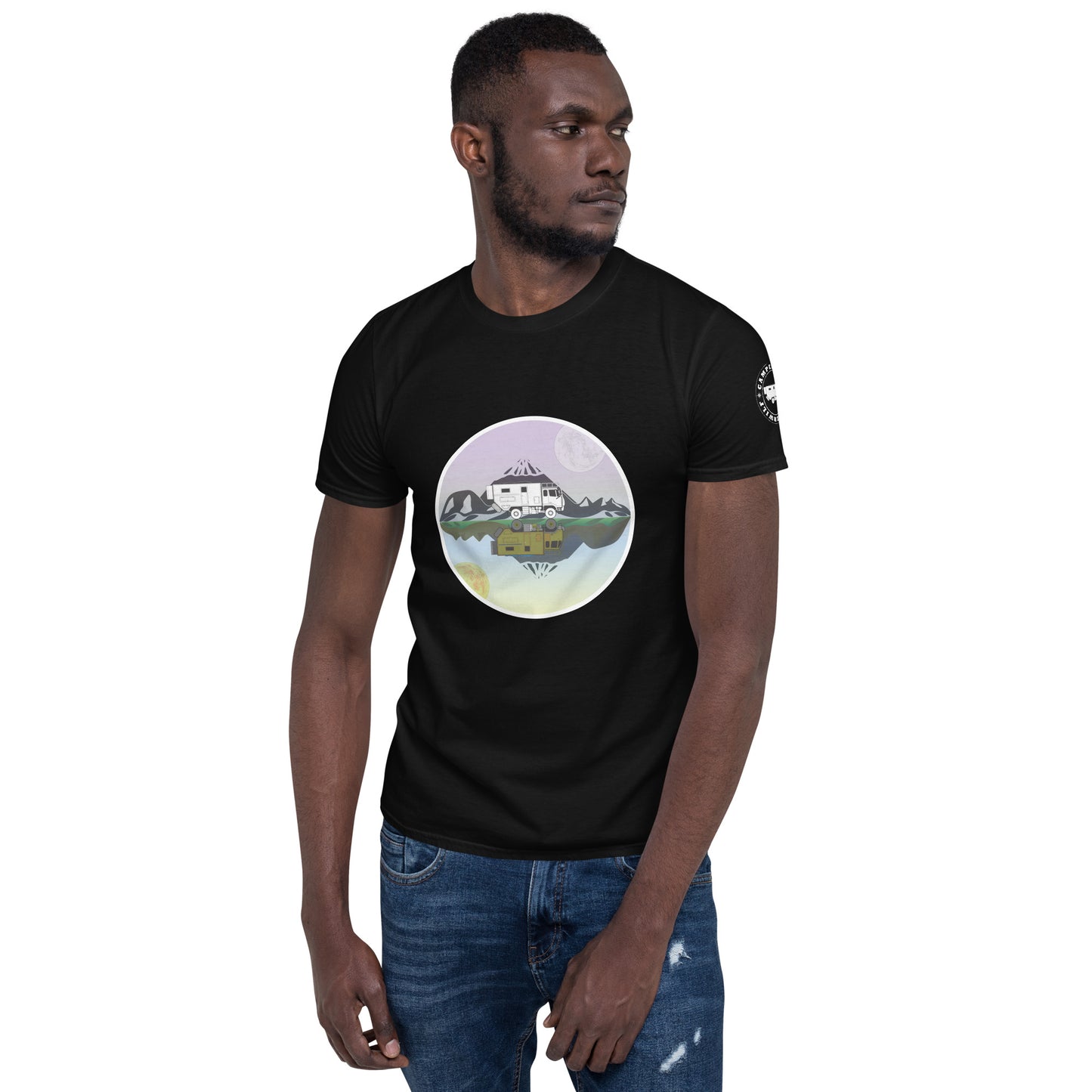 Camiseta Negra unisex Espejo montaña