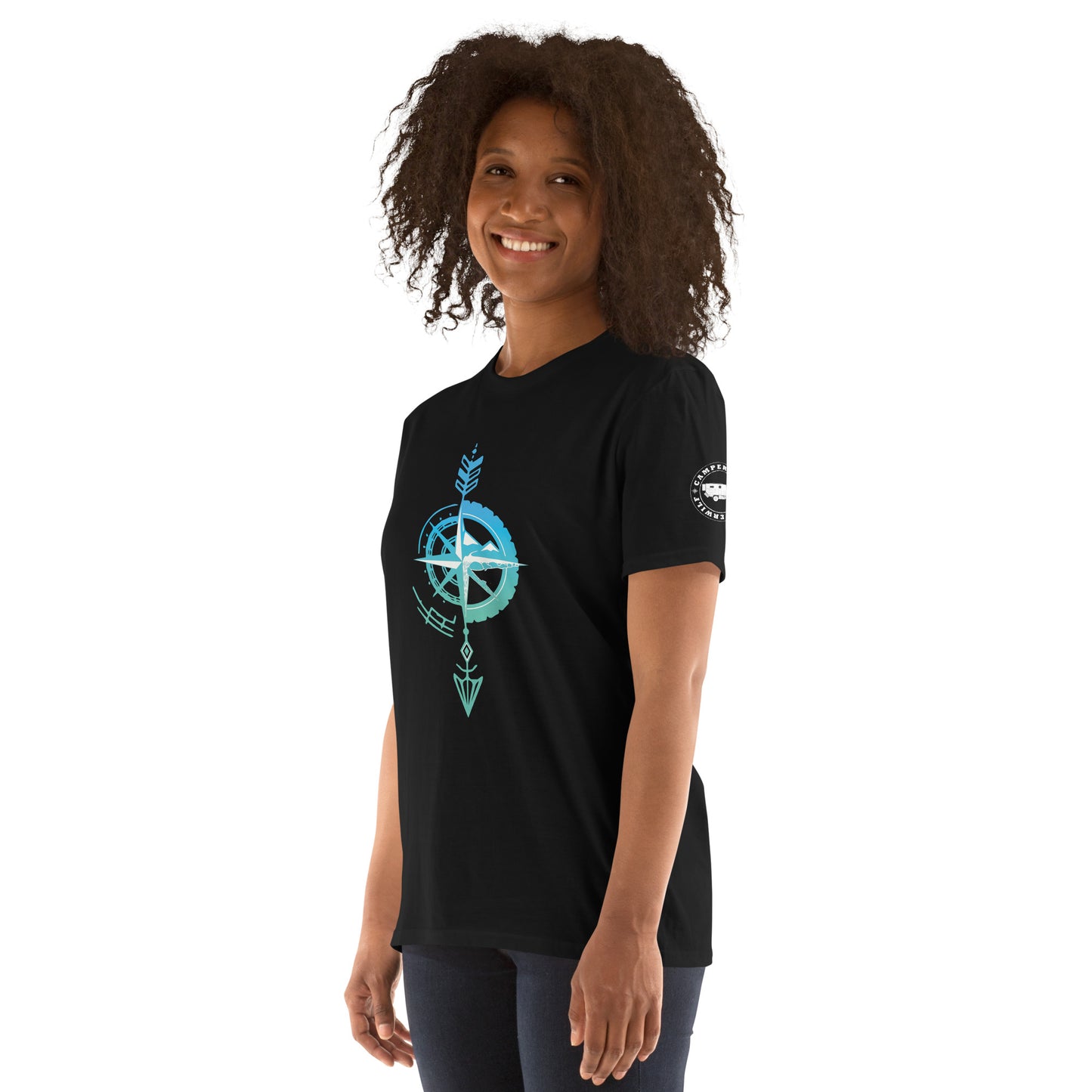 Camiseta Negra unisex Flecha Azul