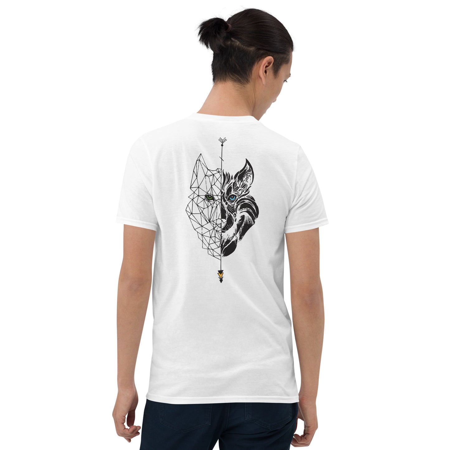 Camiseta Blanca hombre 100% algodón Lobo negro