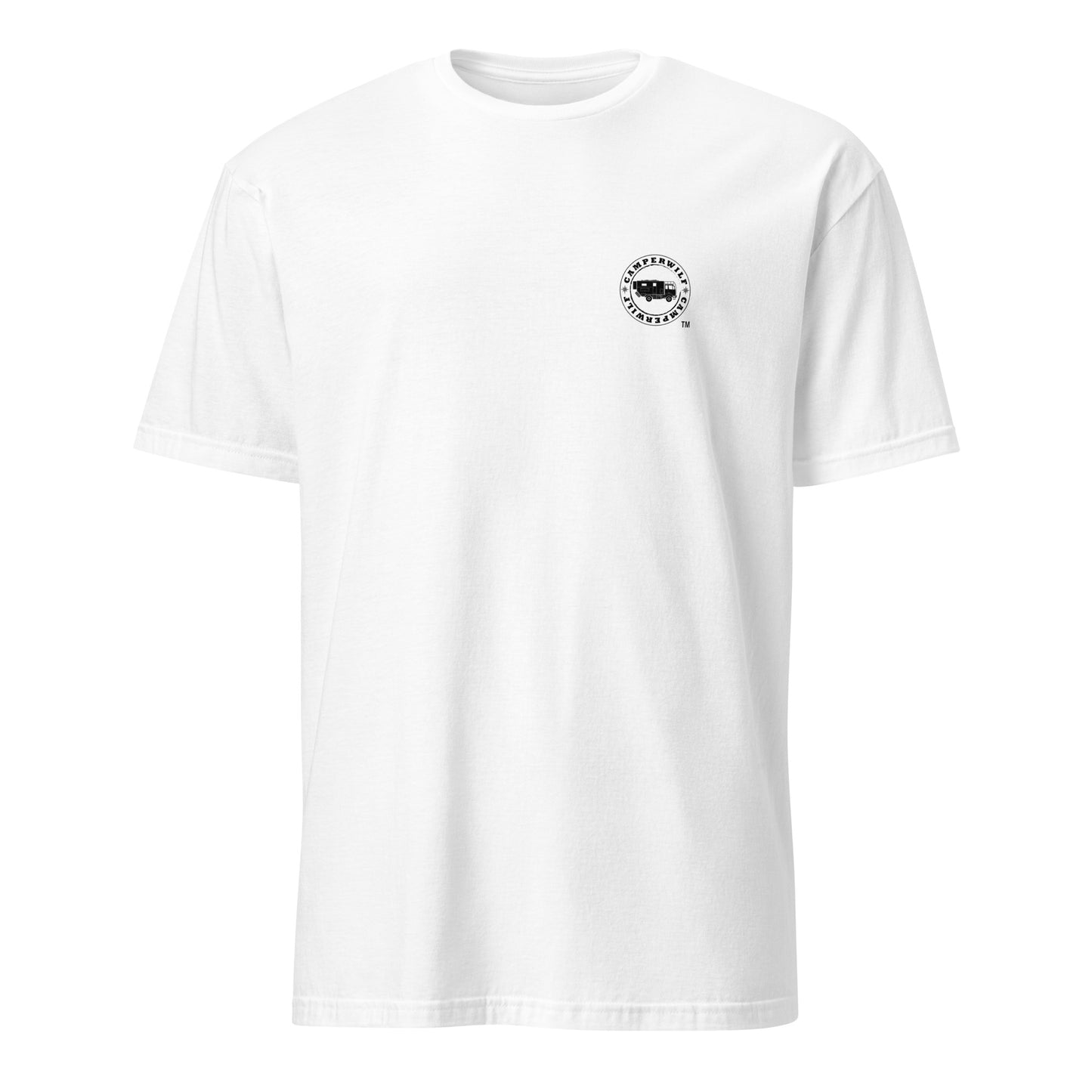 Camiseta Blanca hombre 100% algodón Logo Camperwilf negro