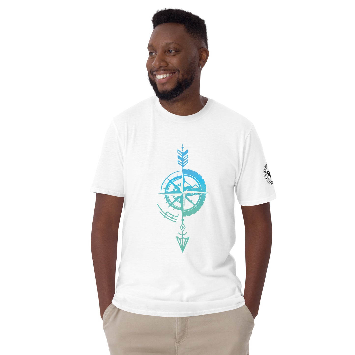 Camiseta Blanca unisex Flecha azul