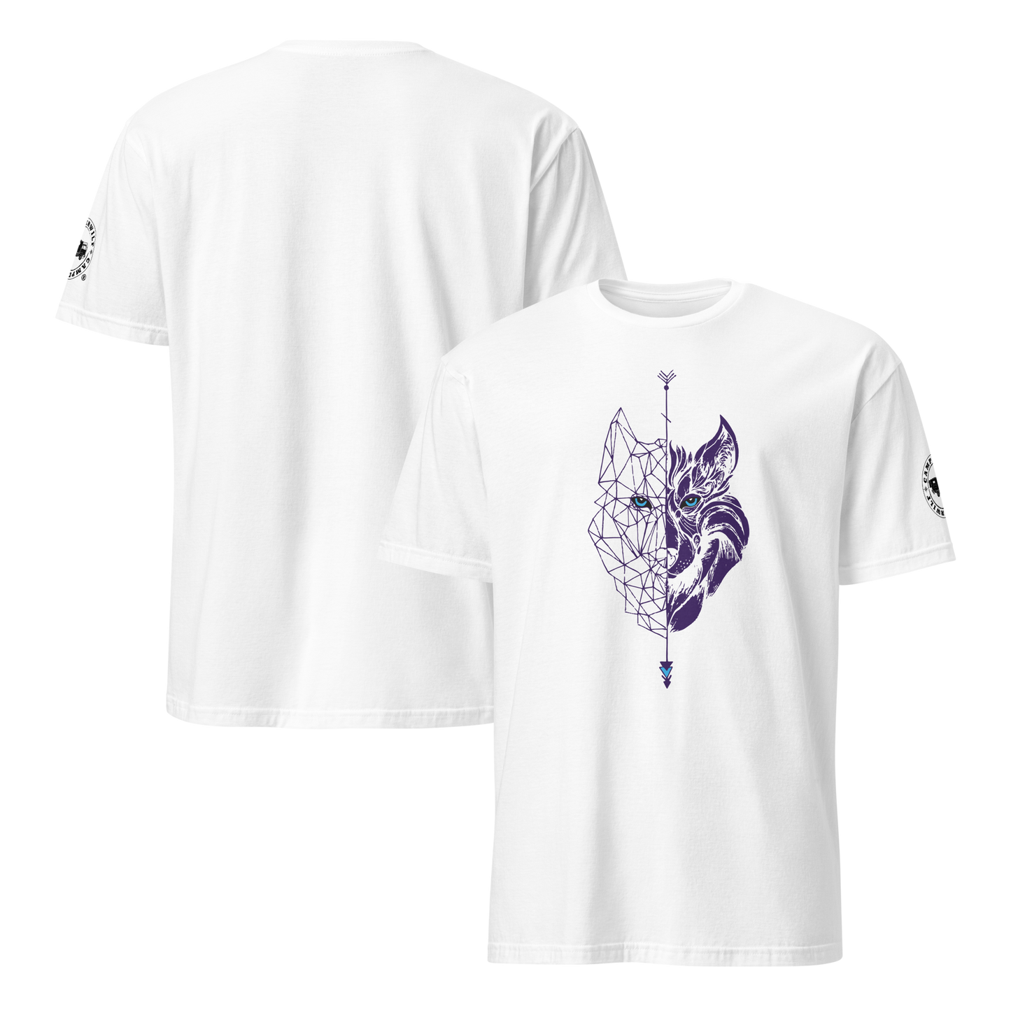 Camiseta Camperwilf® 100% algodón- Blanco, Lobo lila