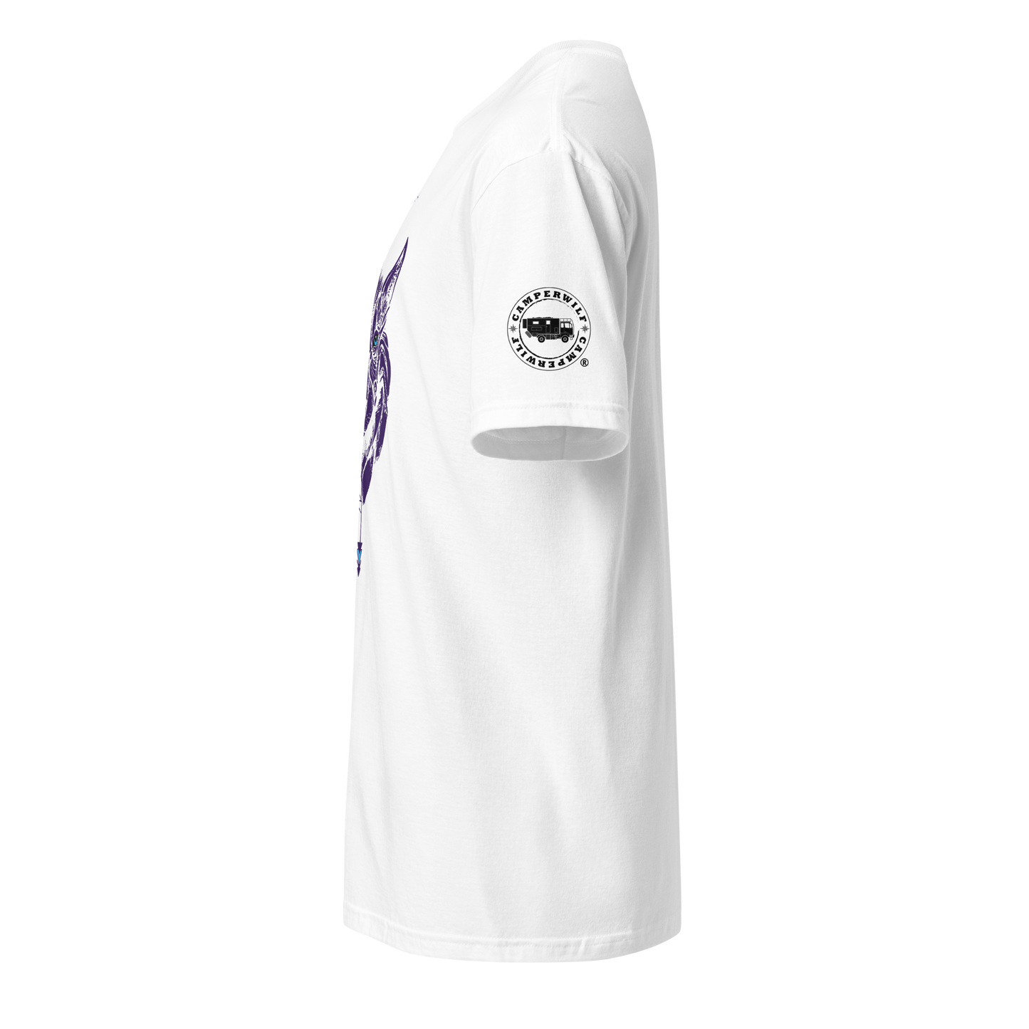 Camiseta Camperwilf® 100% algodón- Blanco, Lobo lila
