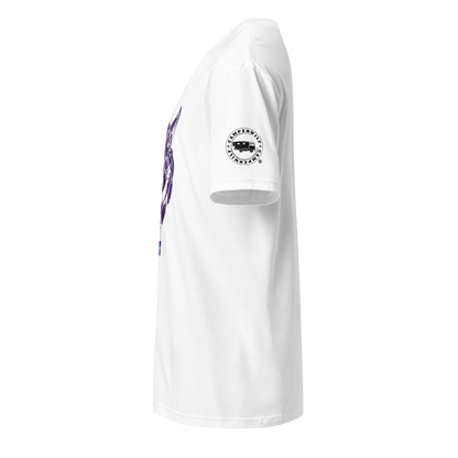Camiseta Camperwilf® 100% algodón- Blanco, Lobo lila