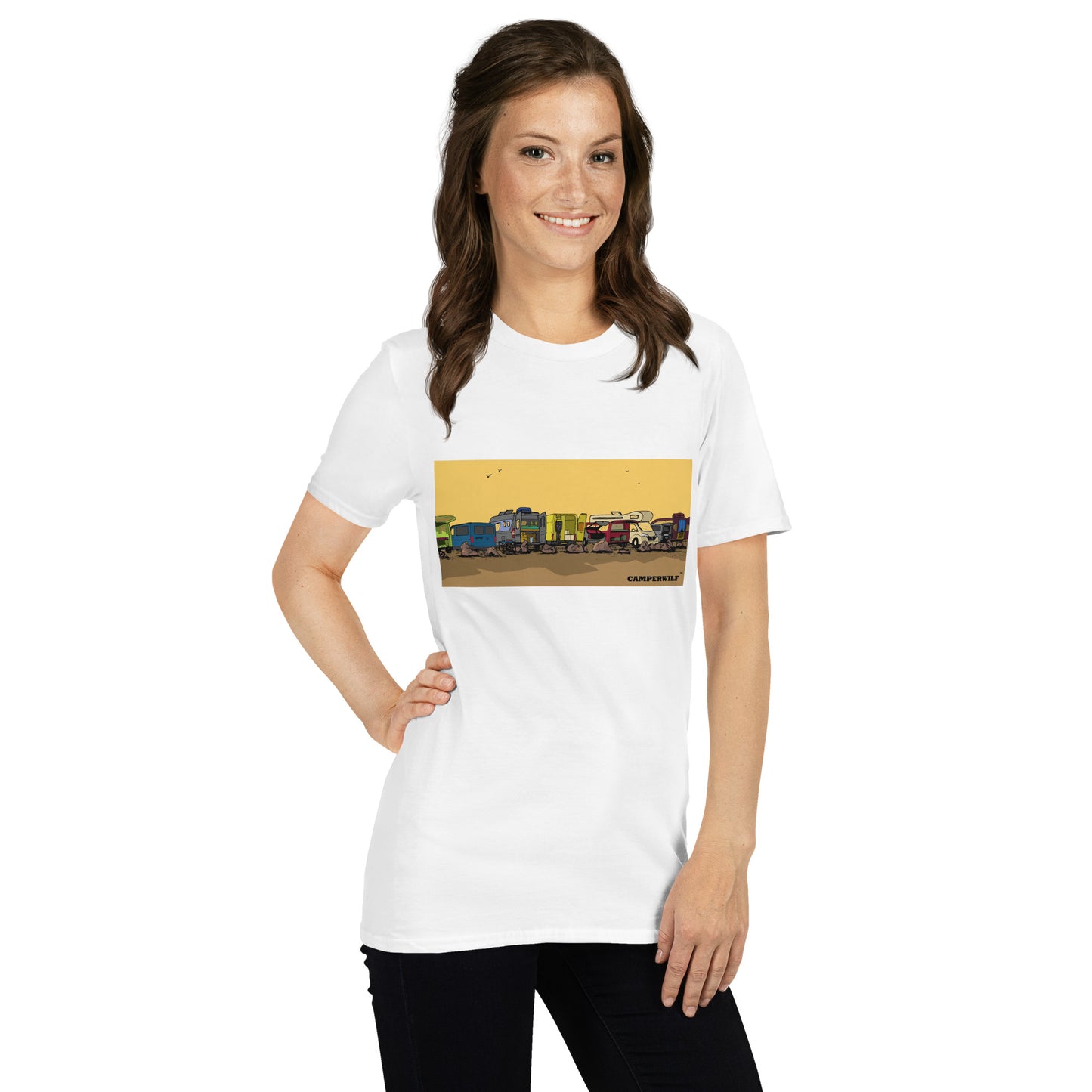 Camiseta Blanca unisex Caravana a color