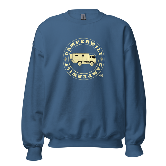 Sudadera Camperwilf® – Logo Dorado (Color Azul Puerto)
