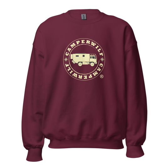 Sudadera Camperwilf® – Logo Dorado (Color Burdeos)