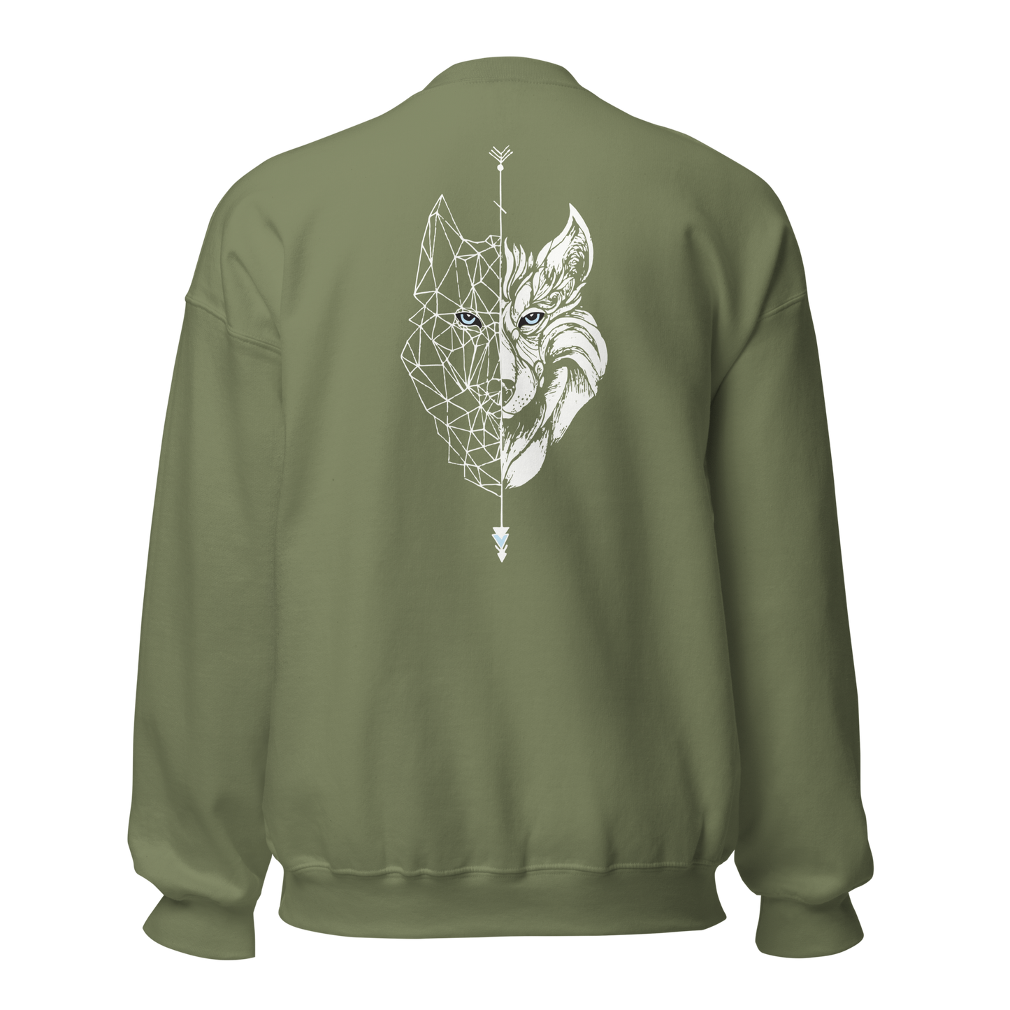 Sudadera Camperwilf® – Lobo Blanco (Color Verde Musgo)