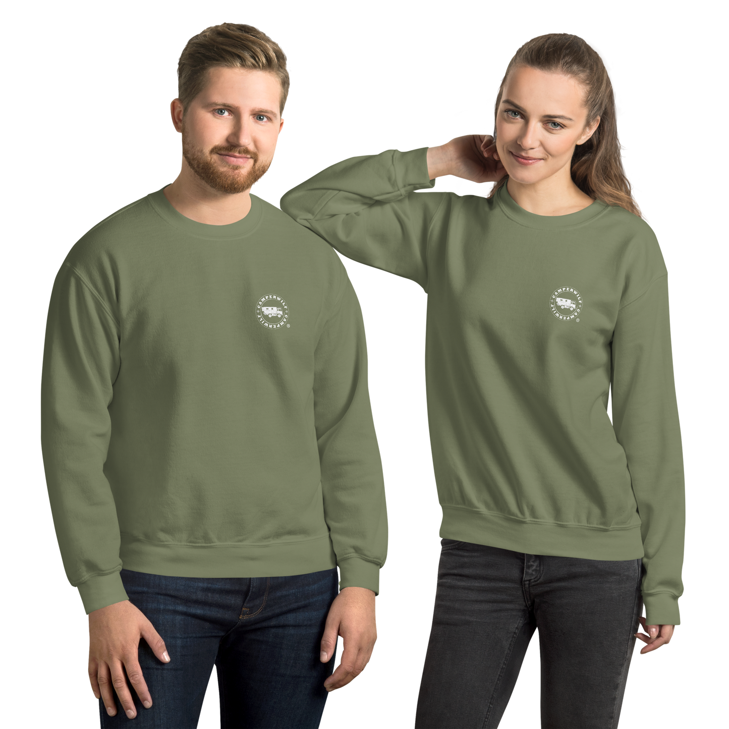 Sudadera Camperwilf® – Lobo Blanco (Color Verde Musgo)