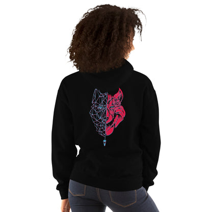 Sudadera con capucha para mujer Lobo Azul/rojo