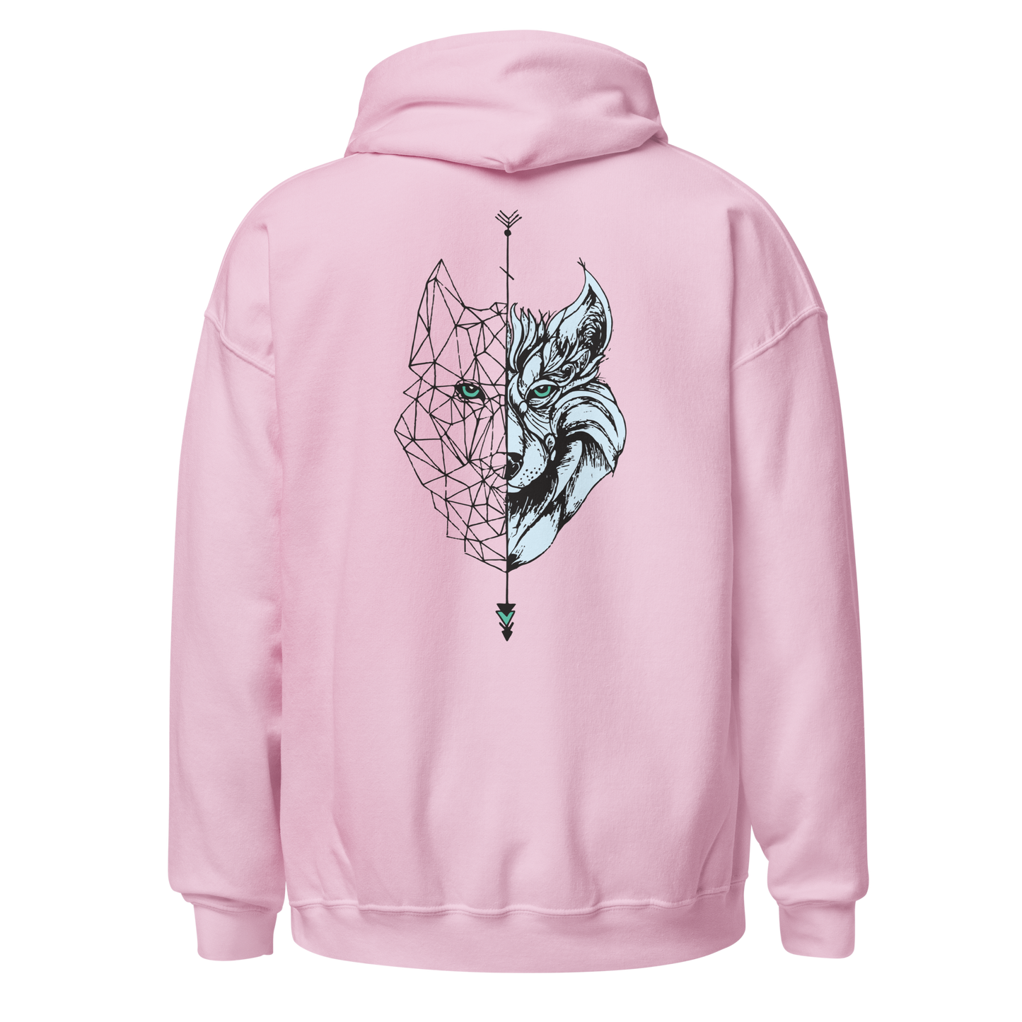 Sudadera Camperwilf® – Lobo Negro/Celeste (Color Rosa)