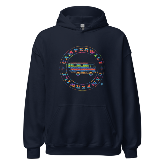 Sudadera Camperwilf® – Logo Multicolor Efecto Bordado (Azul Navy)