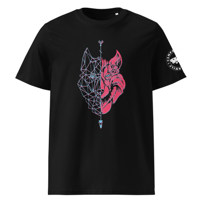 Camiseta Camperwilf® – Lobo Azul y Rojo (Color Negro)