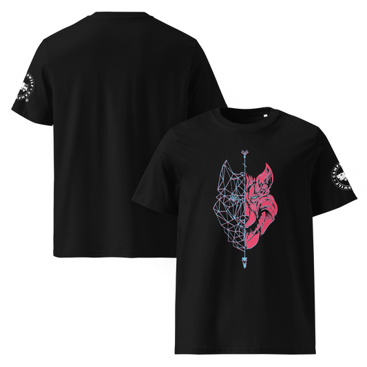 Camiseta Camperwilf® – Lobo Azul y Rojo (Color Negro)