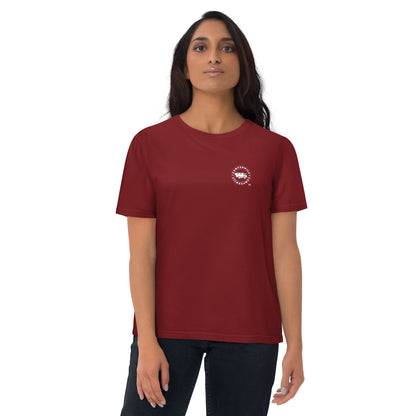 Camiseta Burdeos mujer algodón orgánico Flecha blanca