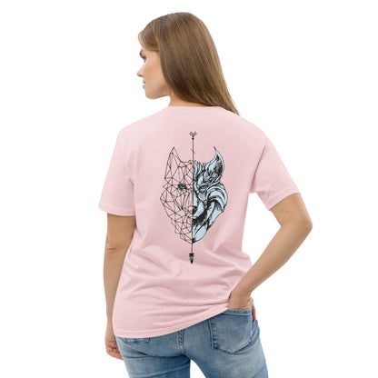 Camiseta Rosa mujer algodón orgánico Lobo negro/azul