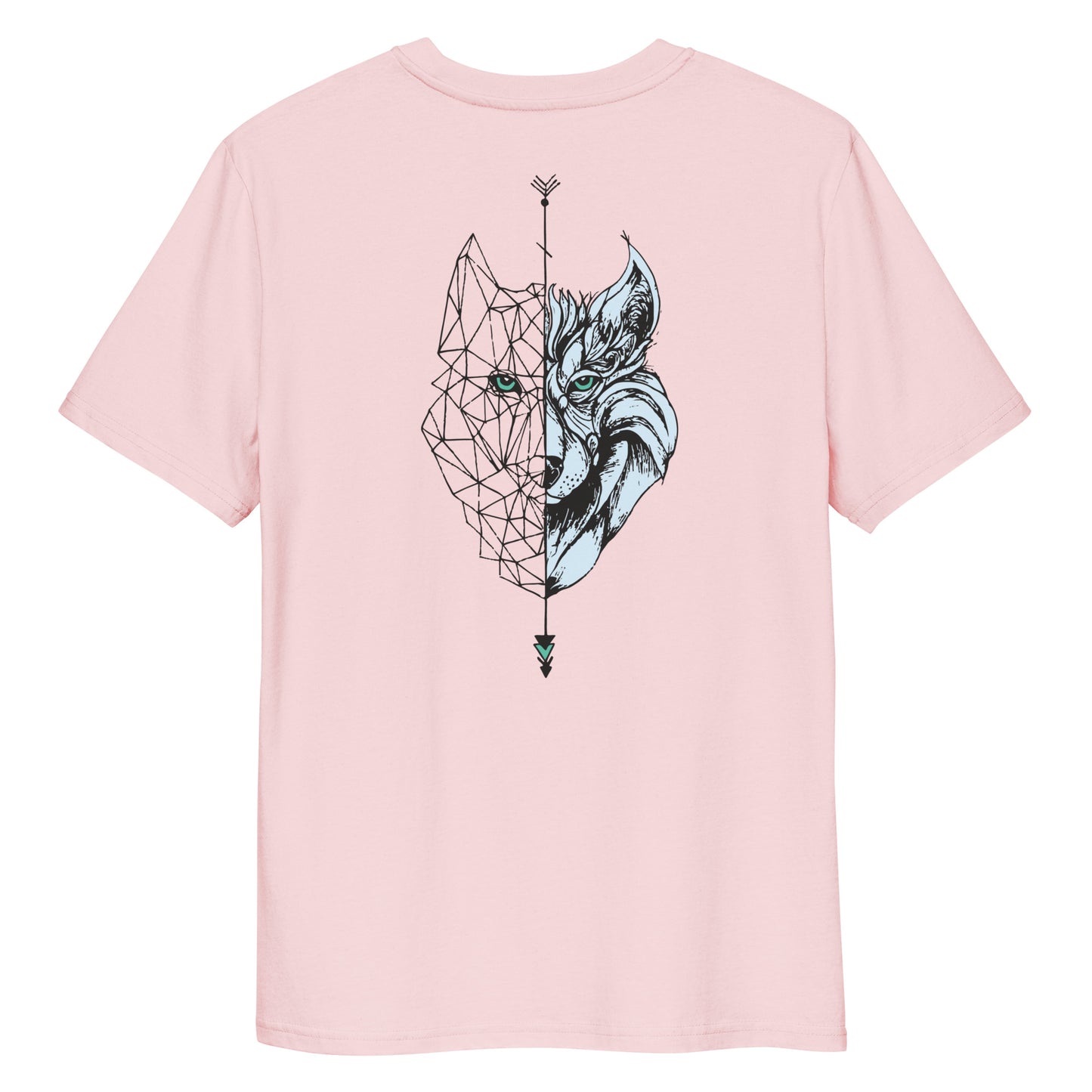 Camiseta Rosa hombre algodón orgánico Lobo negro/azul