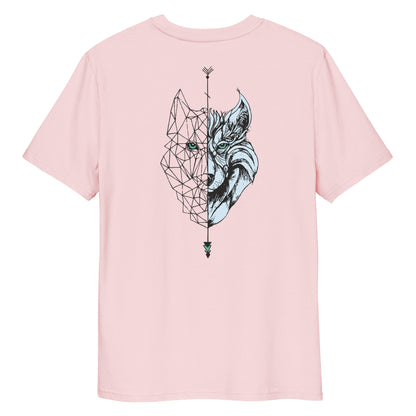 Camiseta Rosa hombre algodón orgánico Lobo negro/azul