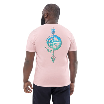 Camiseta Rosa hombre algodón orgánico Flecha azul