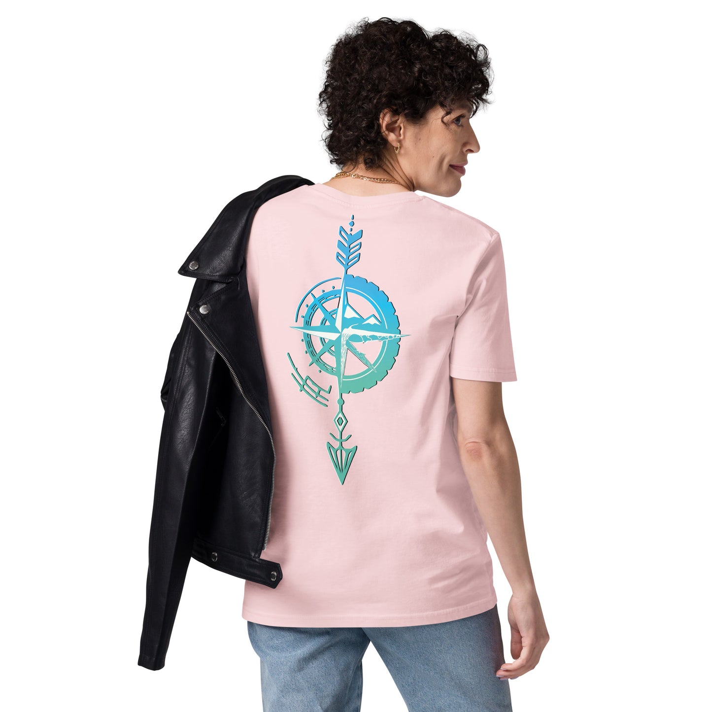 Camiseta Rosa mujer algodón orgánico Flecha azul