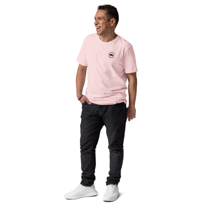 Camiseta Rosa hombre algodón orgánico Flecha azul