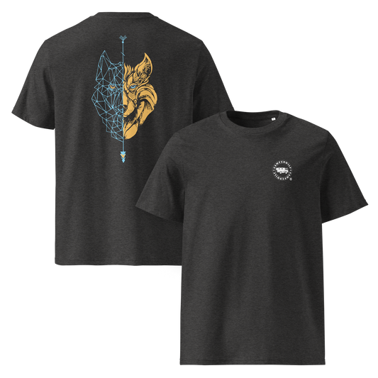 Camiseta Camperwilf® – Lobo Azul/Naranja (Color Gris Oscuro)