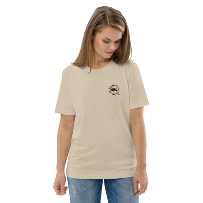 Camiseta Beige mujer algodón orgánico Flecha azul