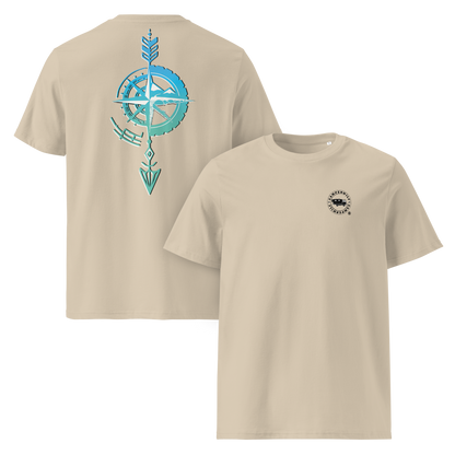 Camiseta Camperwilf® – Flecha Azul (Color Beige)