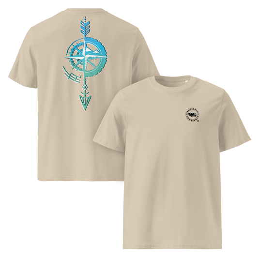 Camiseta Camperwilf® – Flecha Azul (Color Beige)