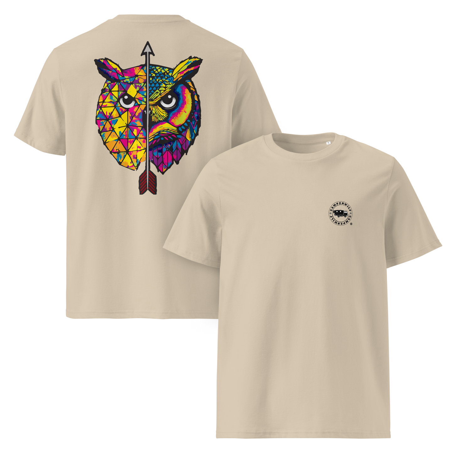 Camiseta Búho Camperwilf® – Mujer, Arena