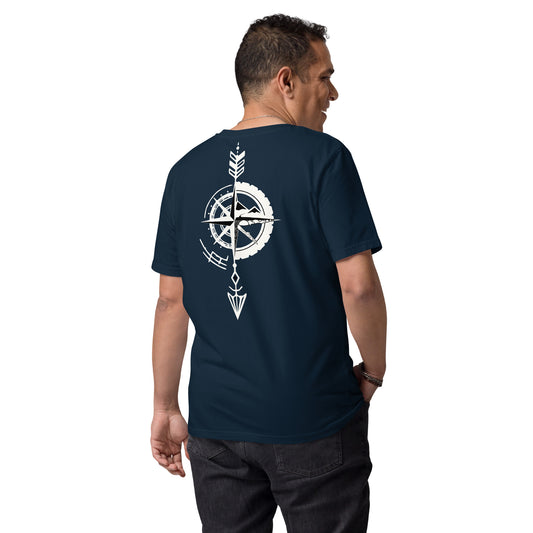 Camiseta Azul hombre algodón orgánico Flecha blanca