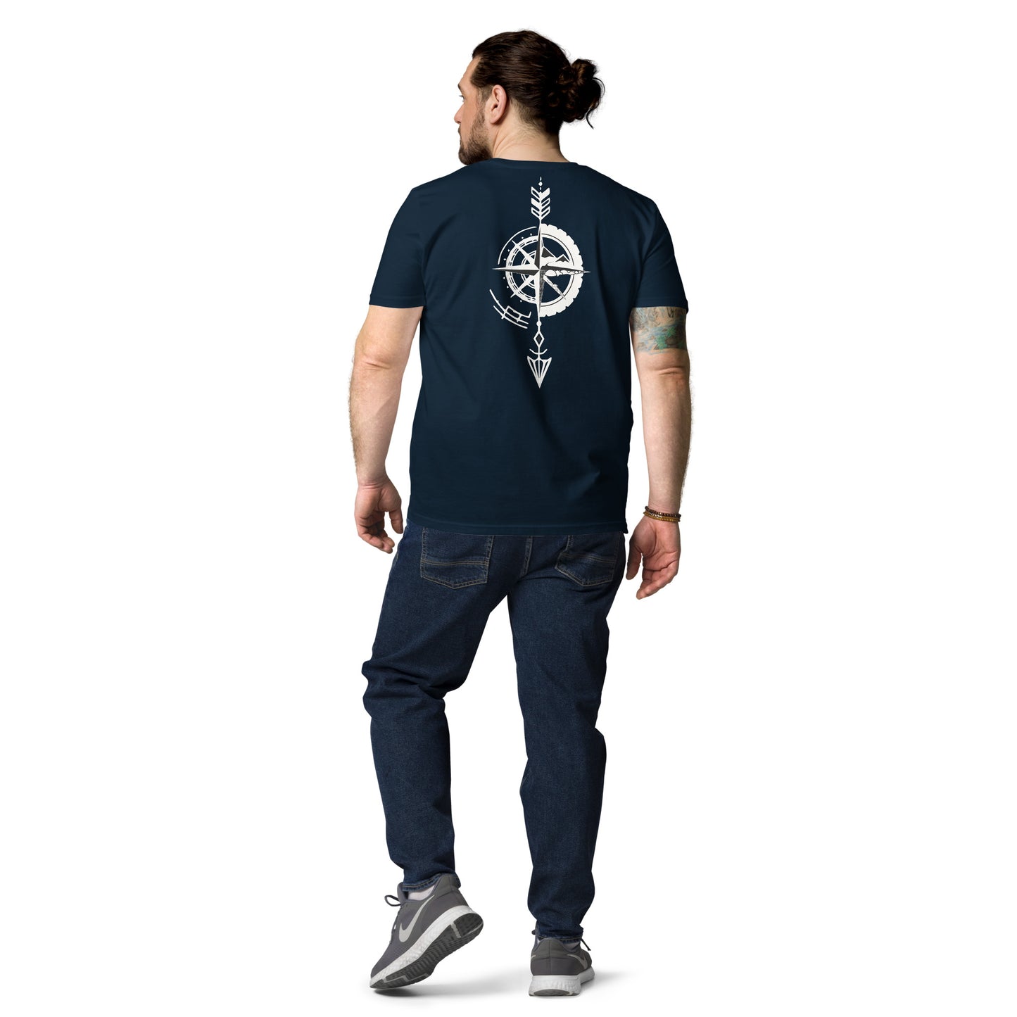 Camiseta Azul hombre algodón orgánico Flecha blanca