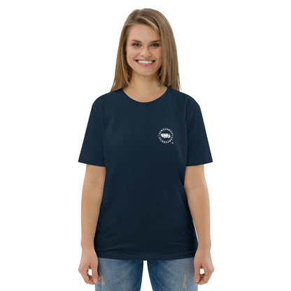 Camiseta Azul mujer algodón orgánico Flecha Vermilla