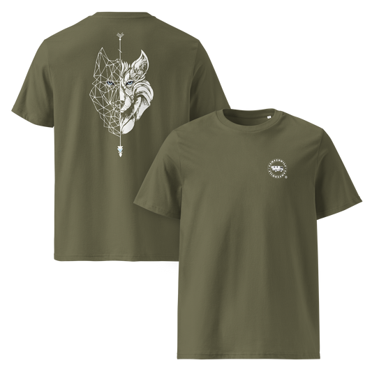 Camiseta Camperwilf® – Lobo Blanco (Color Verde Musgo)