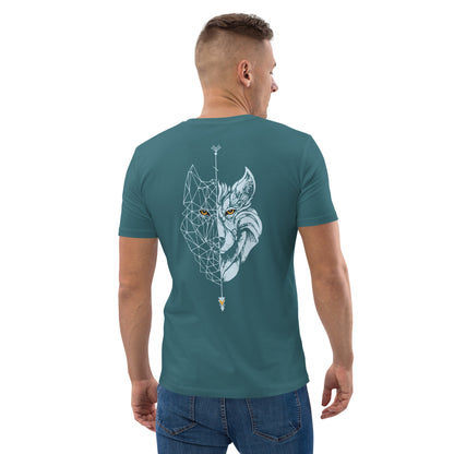 Camiseta Verde Mar hombre algodón orgánico Lobo celeste