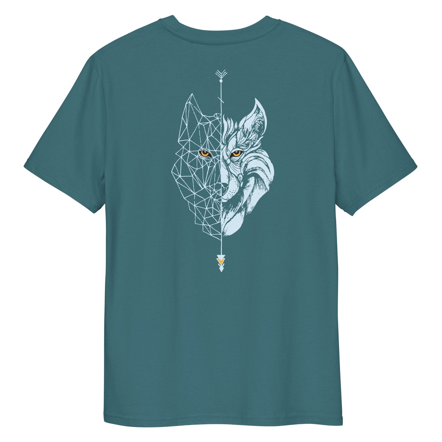 Camiseta Verde Mar hombre algodón orgánico Lobo celeste