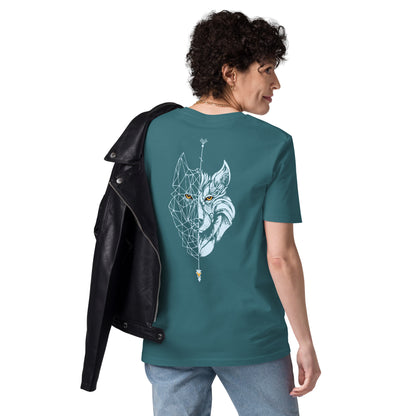 Camiseta Verde Mar mujer algodón orgánico Lobo celeste