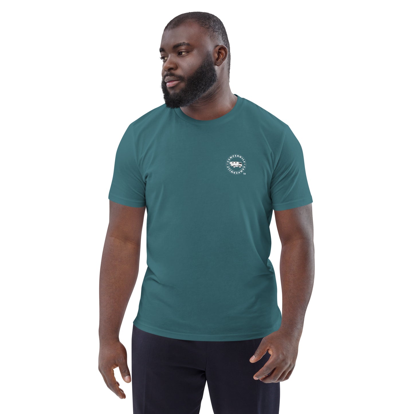 Camiseta Verde Mar hombre algodón orgánico Lobo celeste