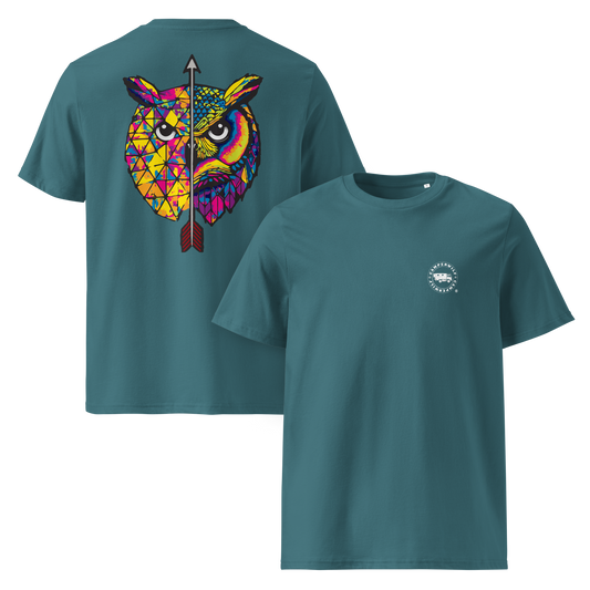 Camiseta Camperwilf® – Búho (Color Azul Agua)