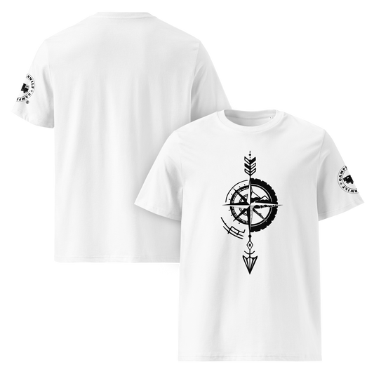 Camiseta Camperwilf® – Flecha Negra (Color Blanco)