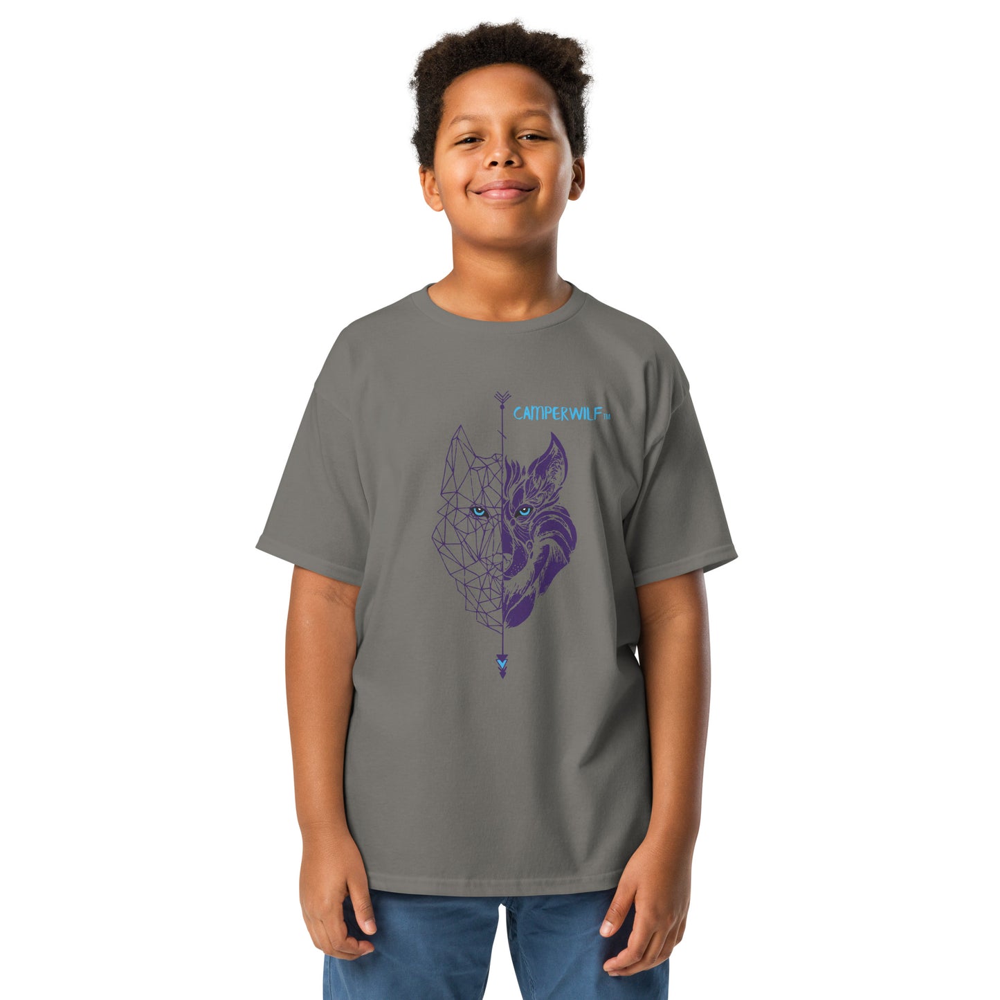 Camiseta adolescente Lobo morado 100% algodón (8 Colores)