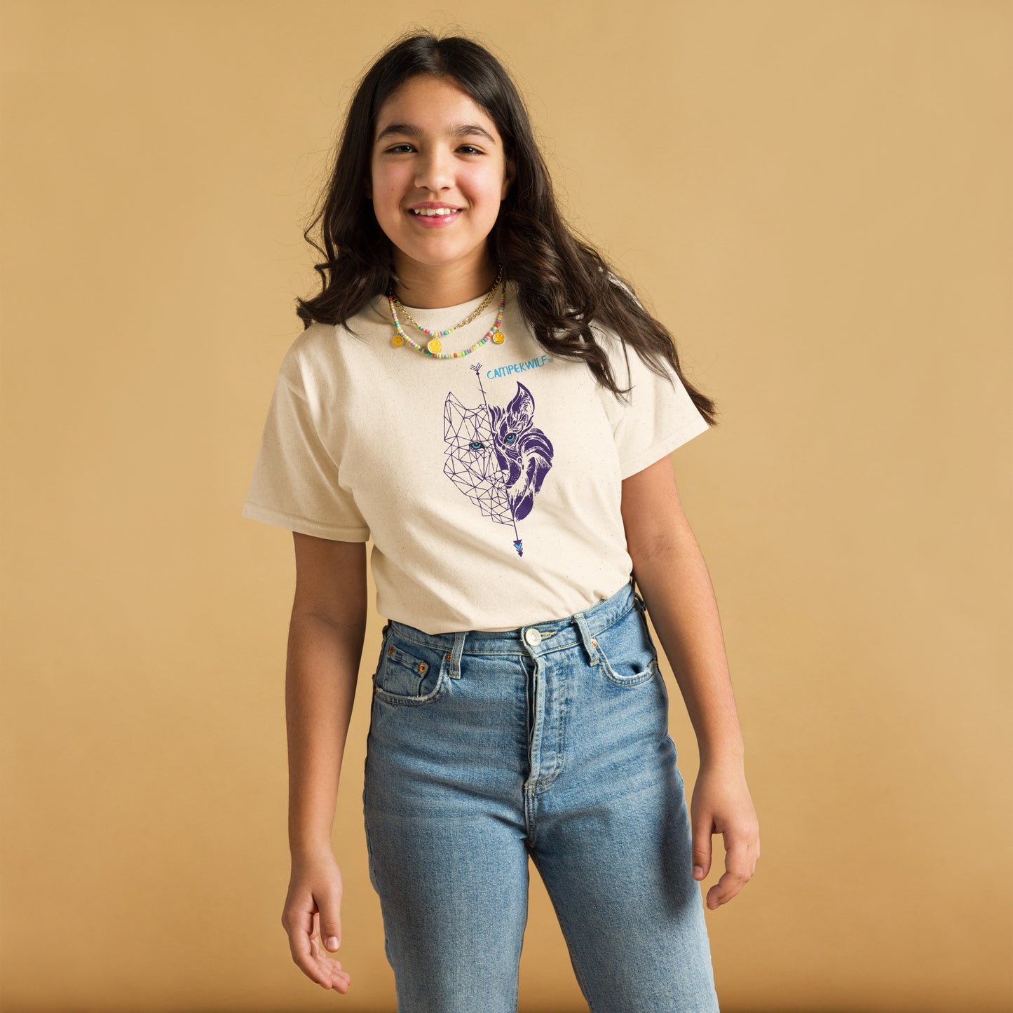 Camiseta adolescente Lobo morado 100% algodón (8 Colores)