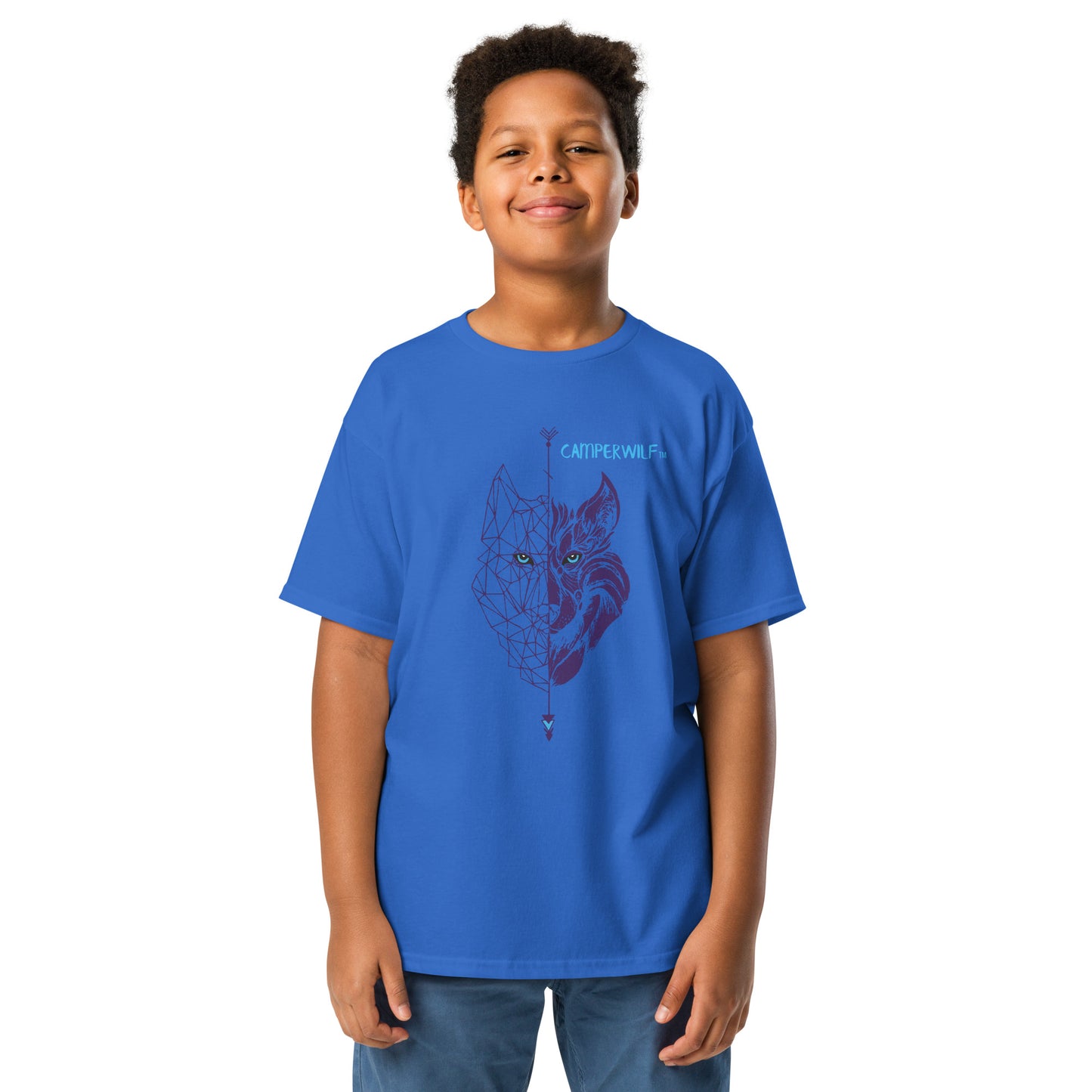 Camiseta adolescente Lobo morado 100% algodón (8 Colores)