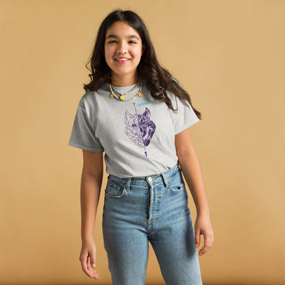 Camiseta adolescente Lobo morado 100% algodón (8 Colores)