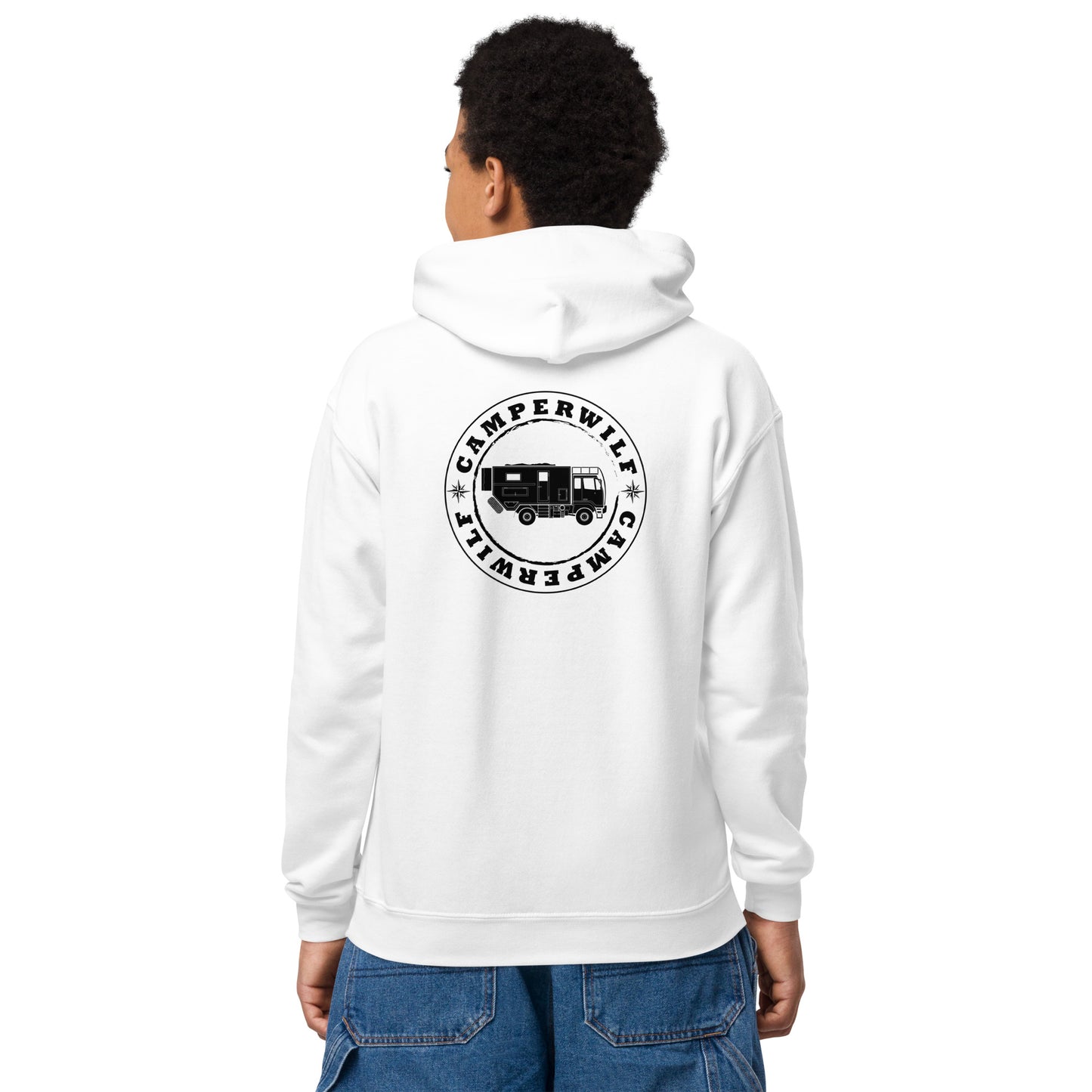 Sudadera con capucha adolescente Camperwilf, Blanca